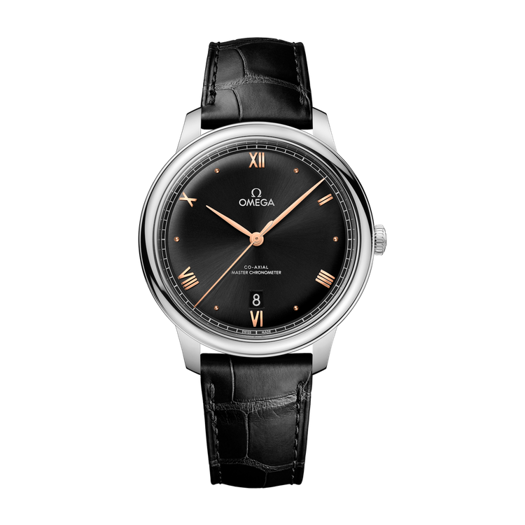 Omega De Ville Prestige Black Steel Alligator Leather 40mm