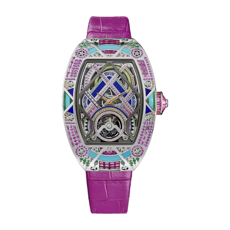 Richard Mille "Pink Pursuit" RM HJ-02 Skeleton White Gold Alligator Leather 34mm