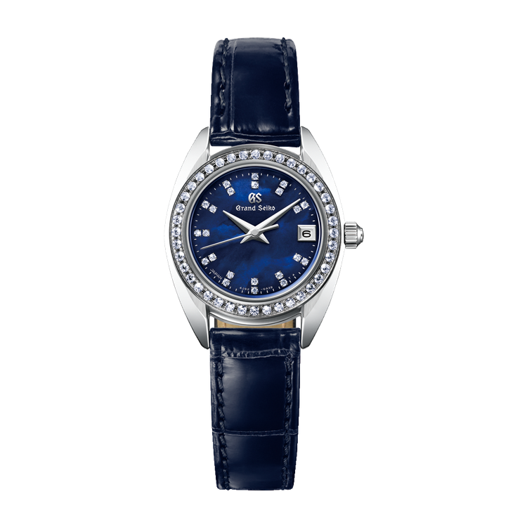 Grand Seiko Heritage Refined Essentials Blue White Gold Alligator Leather 26mm