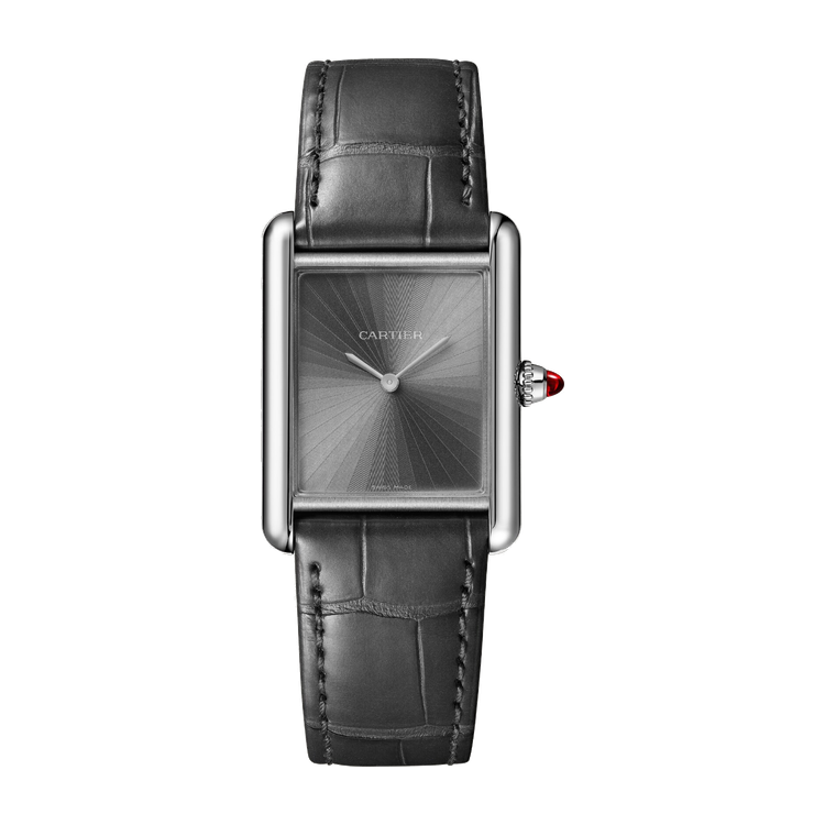 Cartier Tank Louis Cartier Grey Platinum Alligator Leather 25.5mm