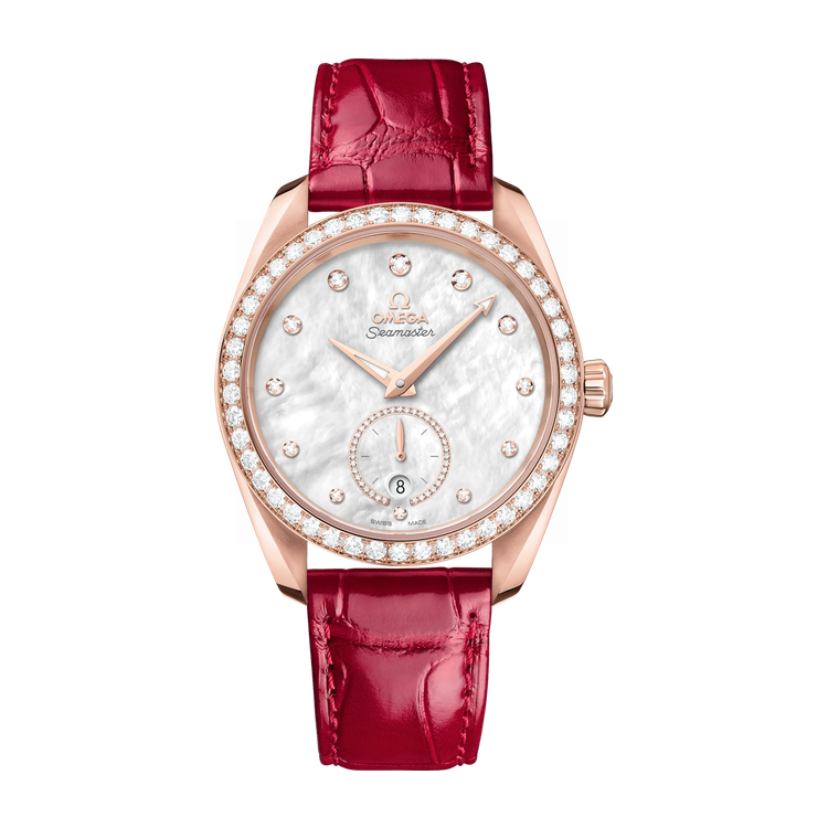 Omega Seamaster Aqua Terra 150M White Rose Gold Alligator Leather 38mm