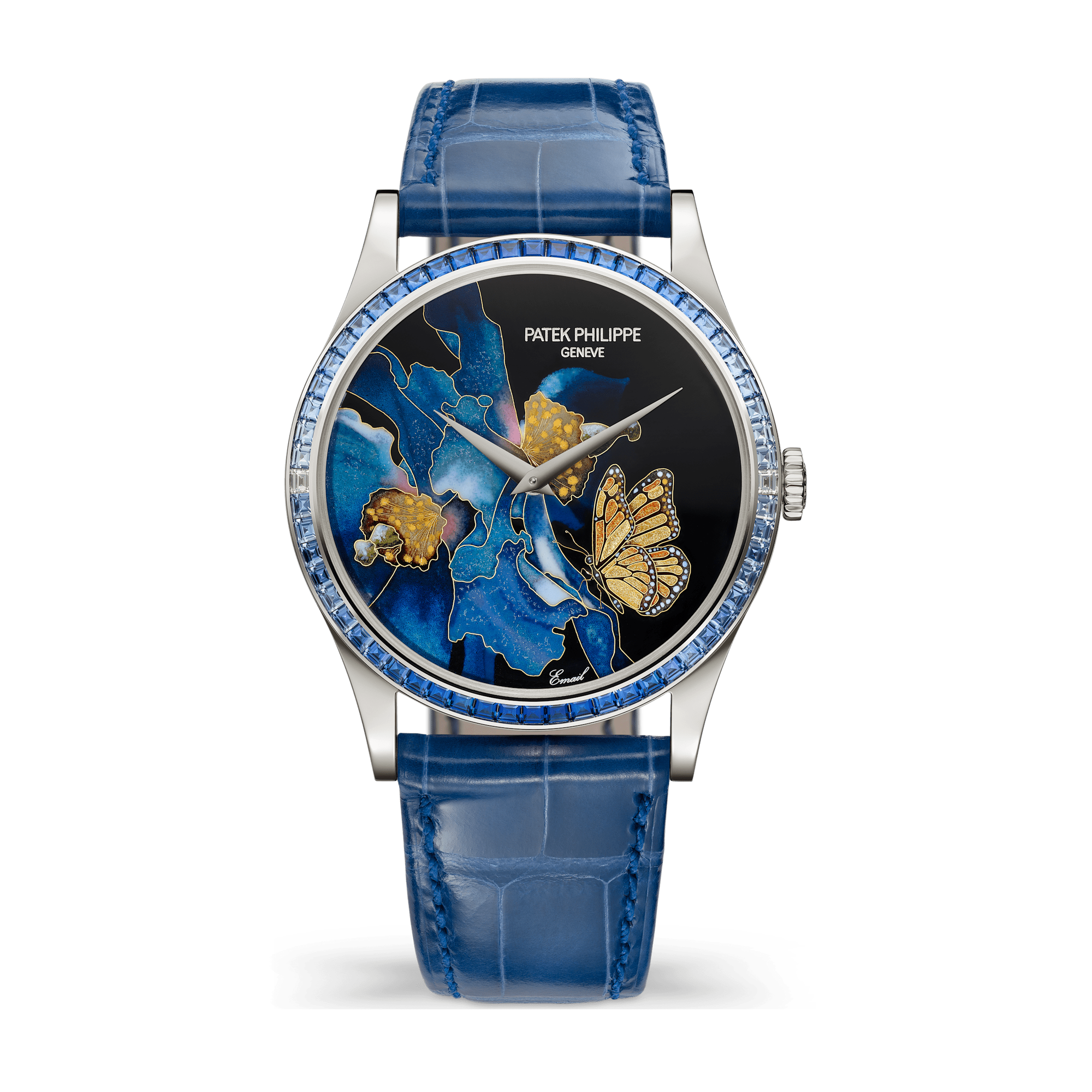Patek Philippe "Blue Butterfly" Rare Handcrafts White Gold Alligator Leather 38mm
