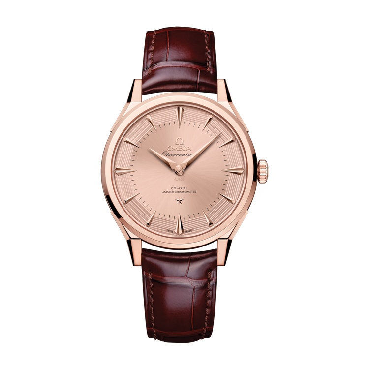 Omega Constellation Globemaster Pink Rose Gold Alligator Leather 39.4mm