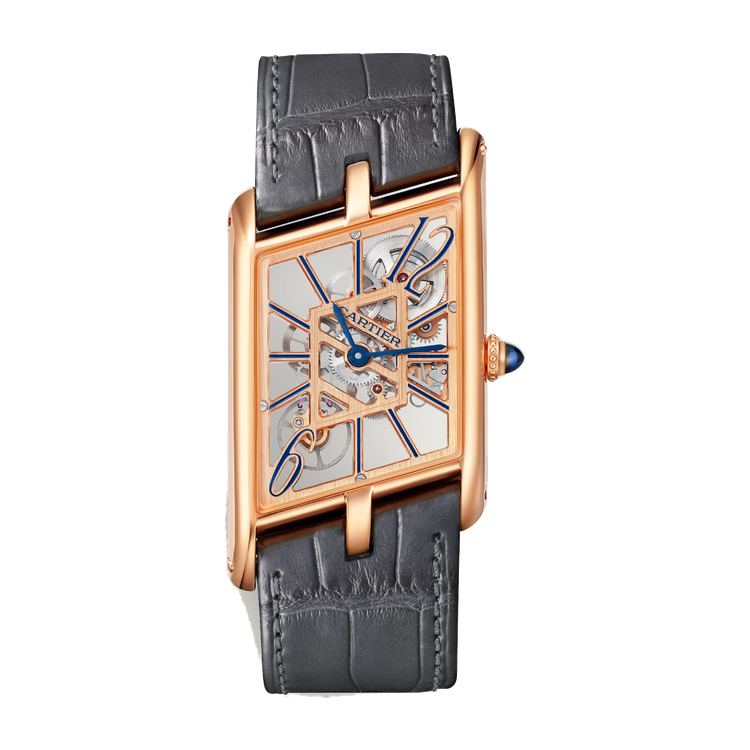 Cartier Tank Asymétrique Skeleton Rose Gold Leather 26.2mm