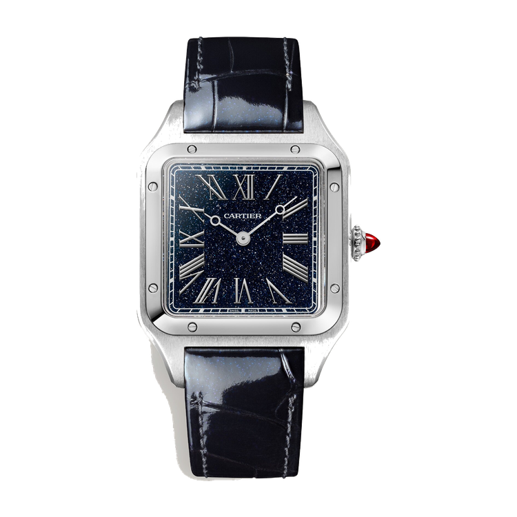 Cartier Santos-Dumont Large Blue Platinum Alligator Leather 31.4mm