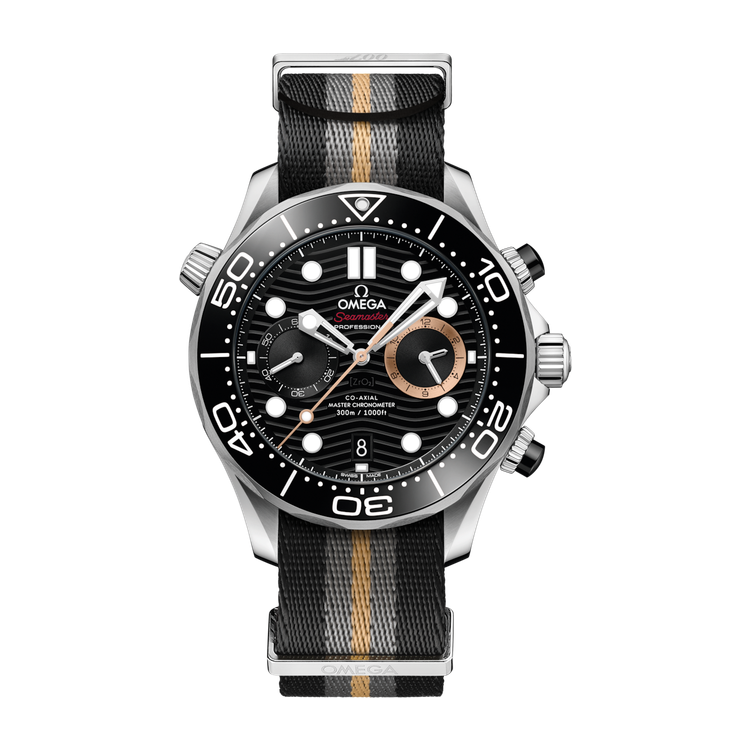 Omega "007 First Light" Seamaster Diver 300M Black Steel Fabric 44mm