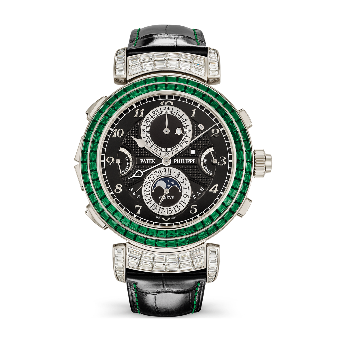 Patek Philippe Grand Complications Grandmaster Chime Black White Gold Alligator Leather 49.4mm