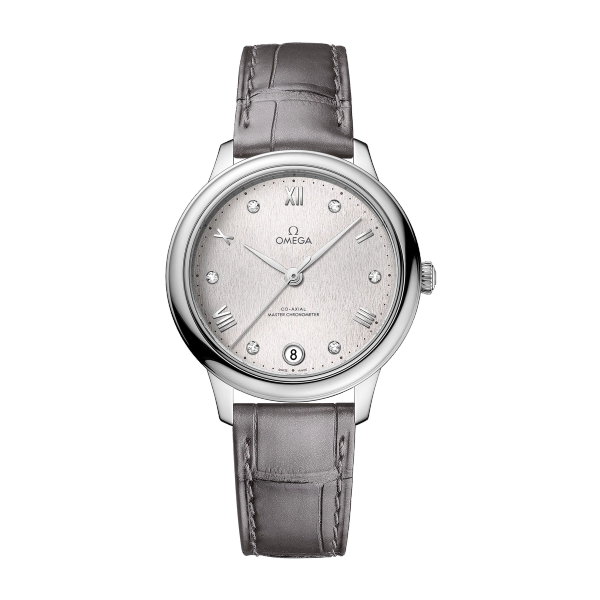 Omega De Ville Prestige Silver Steel Alligator Leather 34mm