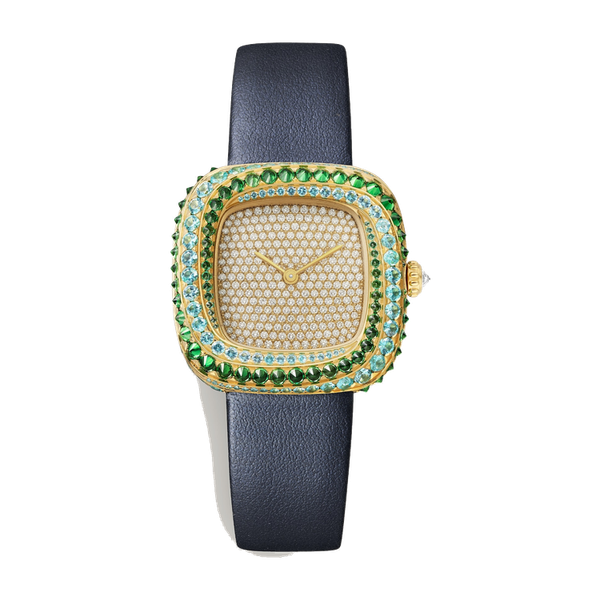 Cartier Coussin de Cartier Medium Diamond Pave Yellow Gold Leather 30.4mm