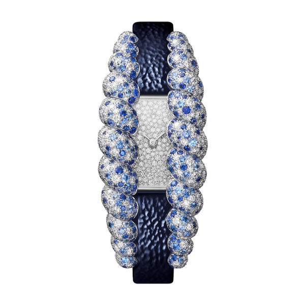 Cartier Tressage Silver White Gold Leather 14.4mm