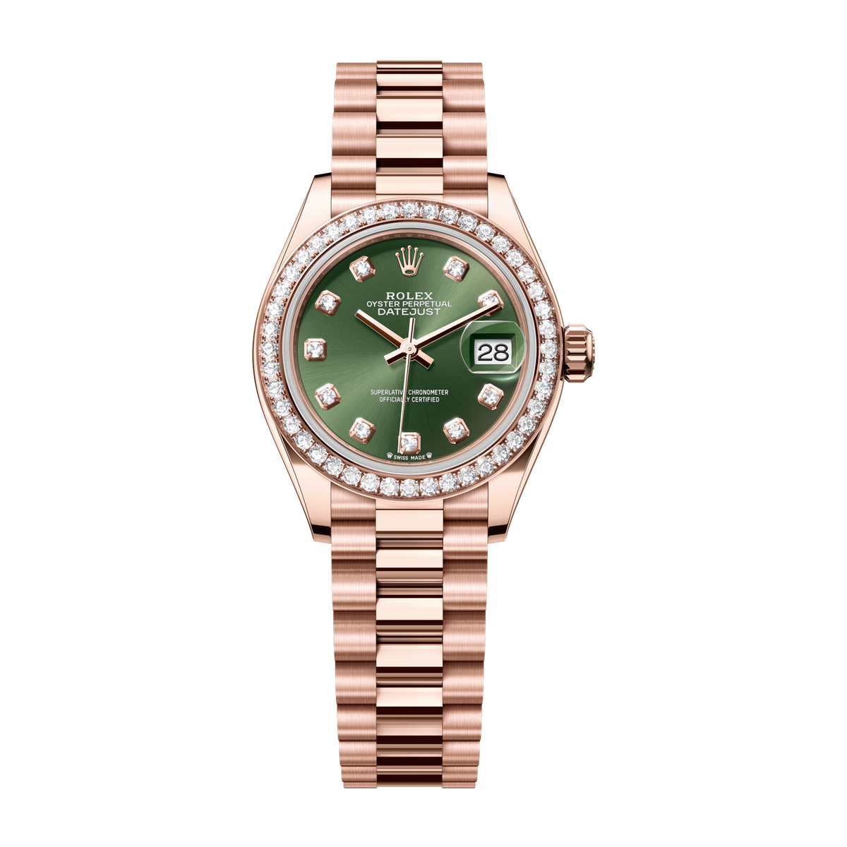 Rolex Lady-Datejust Green Rose Gold 28mm