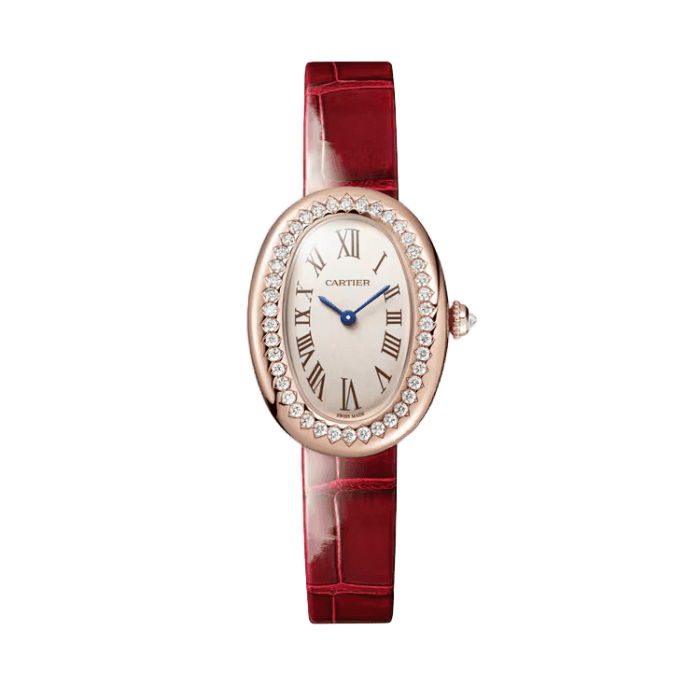 Cartier Baignoire Small Silver Yellow Gold Alligator Leather 23.1mm
