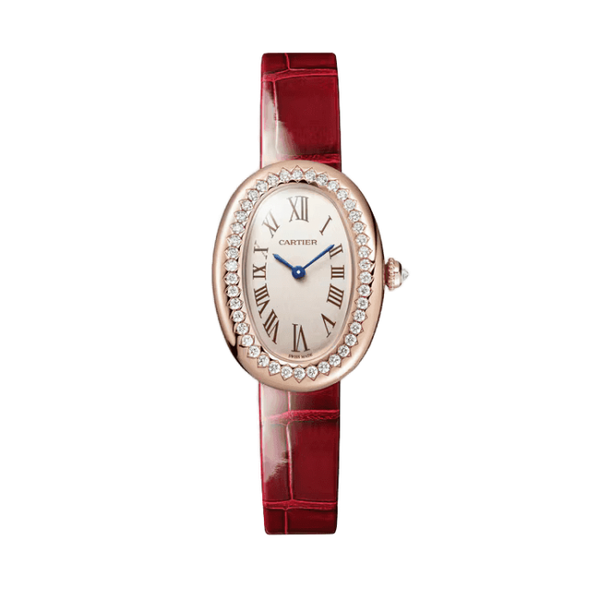 Cartier Baignoire Small Silver Yellow Gold Alligator Leather 23.1mm