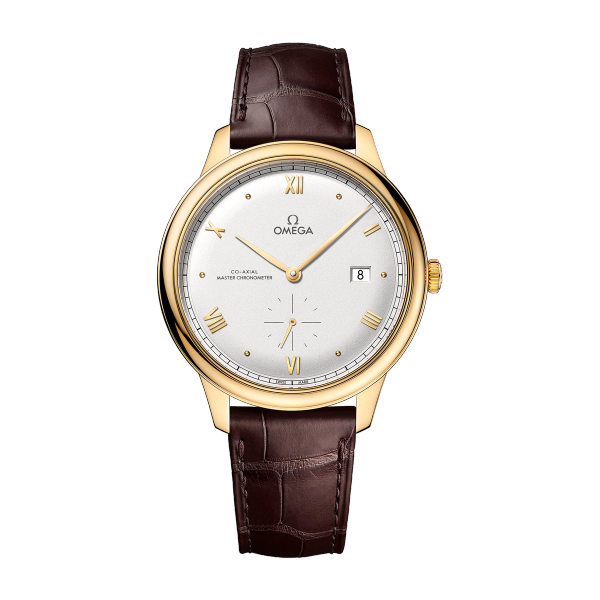 Omega De Ville Prestige Silver Yellow Gold Alligator Leather 41mm