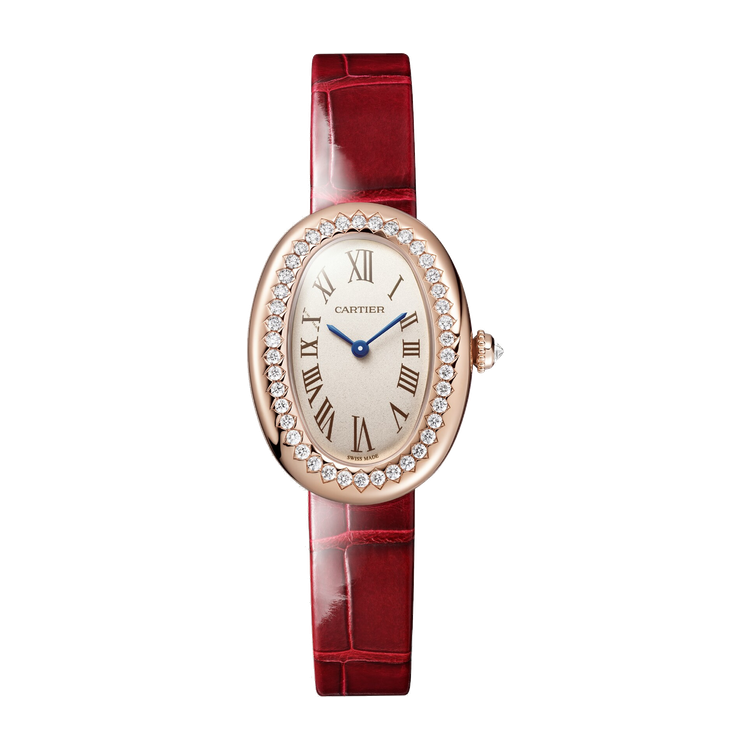 Cartier Baignoire Small Silver Rose Gold Alligator Leather 23.1mm