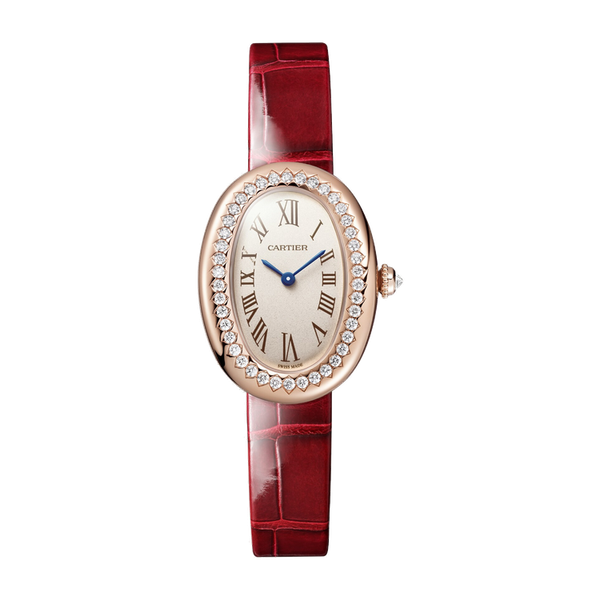 Cartier Baignoire Small Silver Rose Gold Alligator Leather 23.1mm