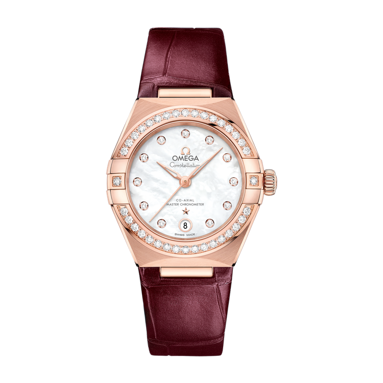 Omega Constellation White Rose Gold Alligator Leather 29mm