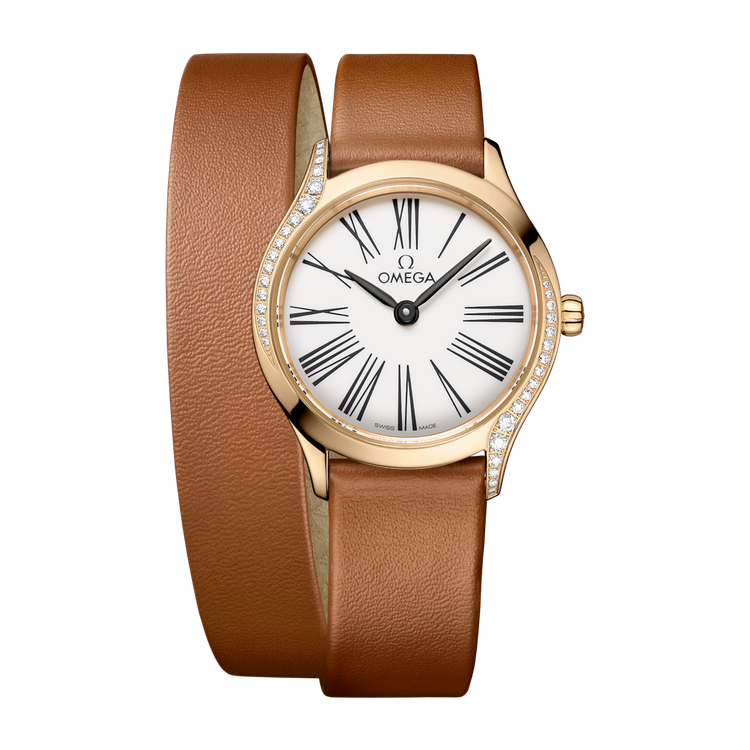 Omega De Ville Mini Trésor White Yellow Gold Leather 26mm