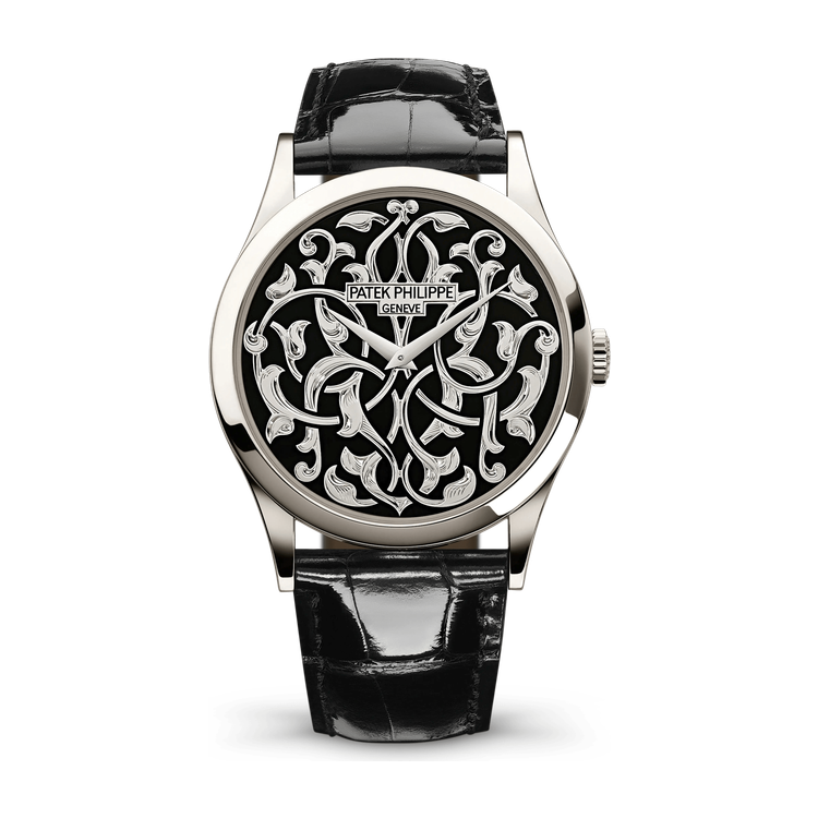 Patek Philippe Calatrava Black Platinum Alligator Leather 38mm