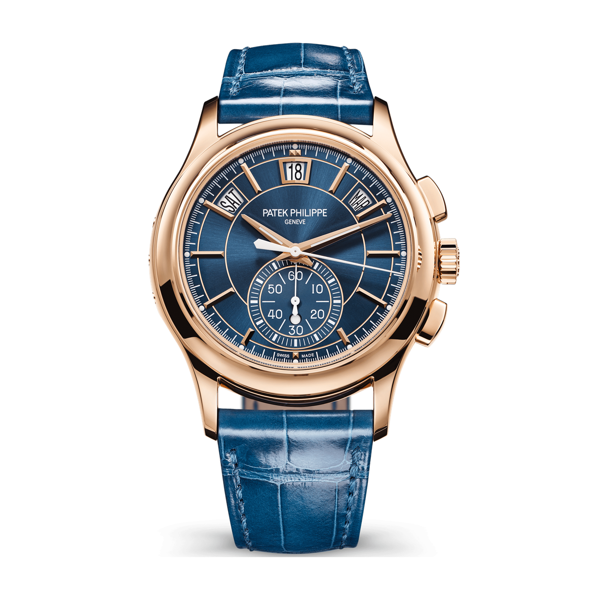 Patek Philippe Complications Blue Rose Gold Alligator Leather 42mm