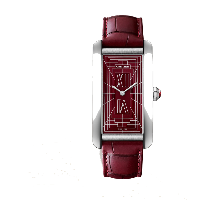 Cartier Tank Américaine Silver Platinum Alligator Leather 24.4mm