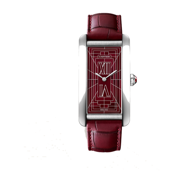 Cartier Tank Américaine Silver Platinum Alligator Leather 24.4mm