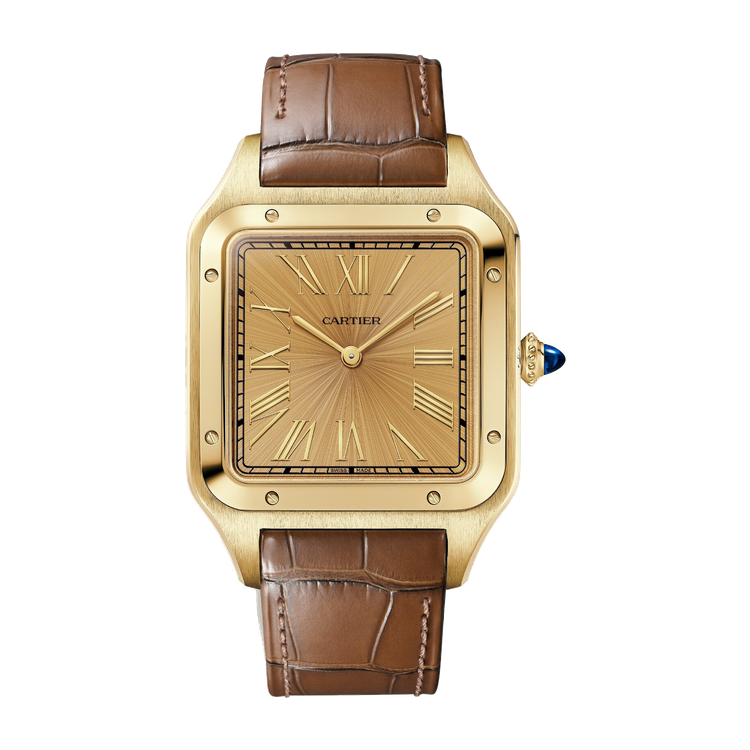 Cartier Santos-Dumont Extra Large Gold Yellow Gold Alligator Leather 33.9mm