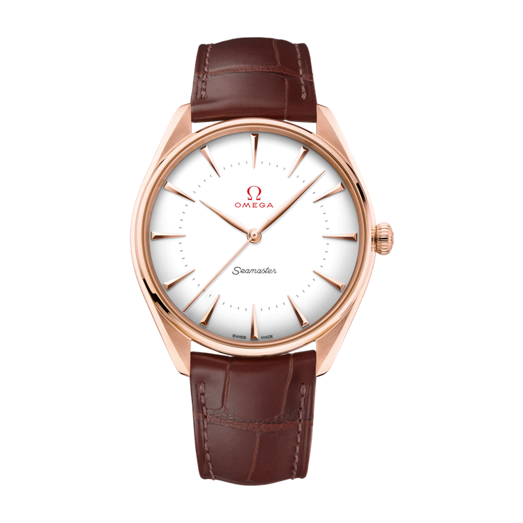 Omega Seamaster White Rose Gold Alligator Leather 39.5mm