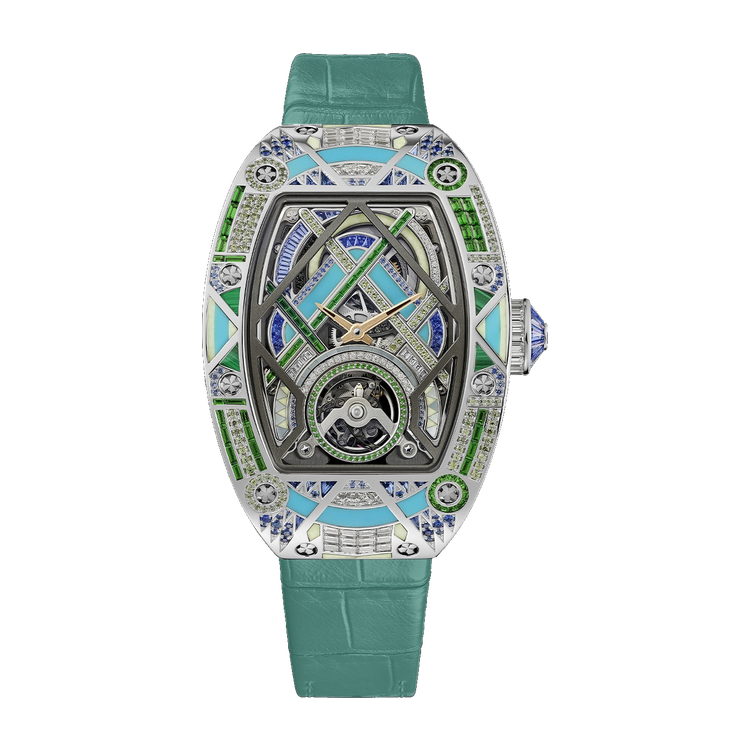 Richard Mille "Green Gambit" RM HJ-02 Skeleton White Gold Alligator Leather 34mm