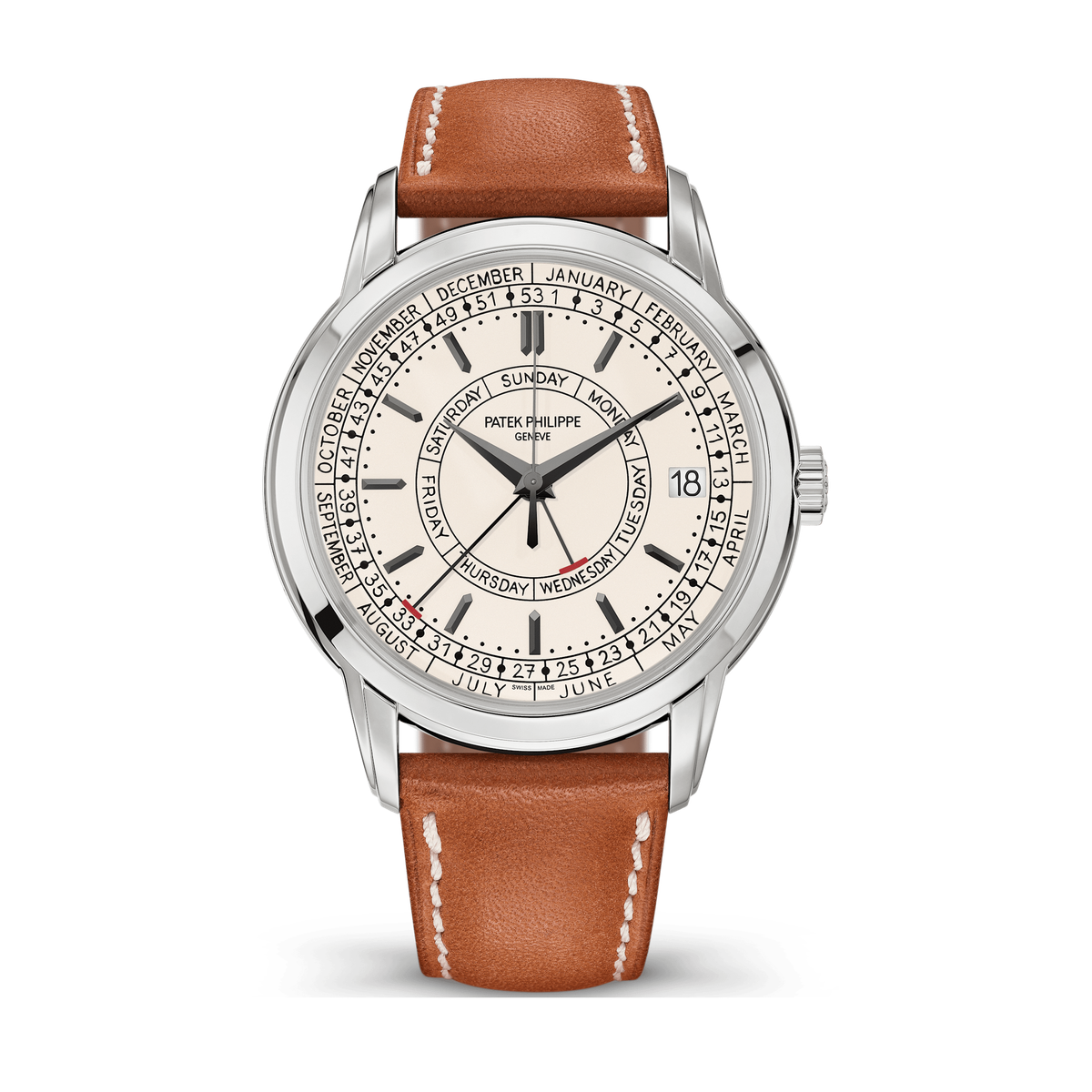 Patek Philippe Complications Silver Steel Leather 40mm
