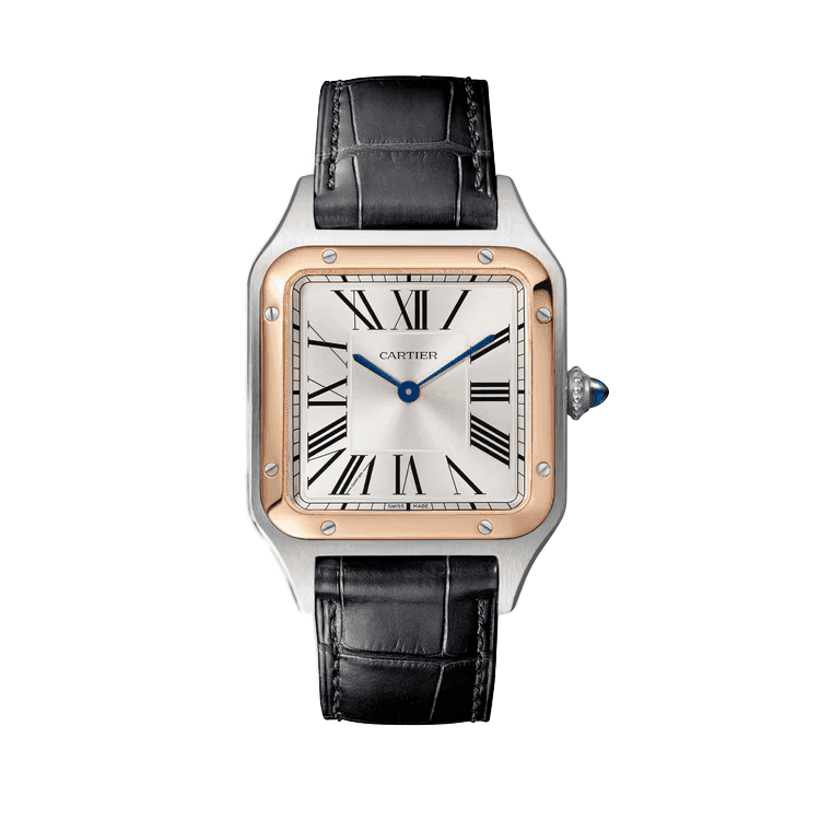 Cartier Santos-Dumont Large Silver Two-Tone Alligator Leather 31.4mm