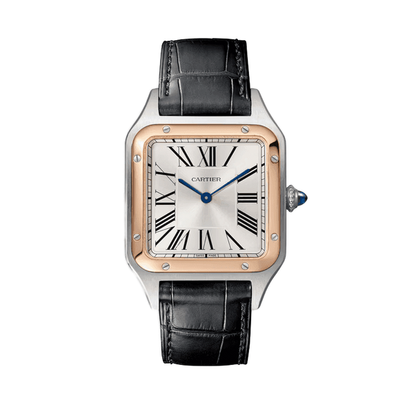 Cartier Santos-Dumont Large Silver Two-Tone Alligator Leather 31.4mm