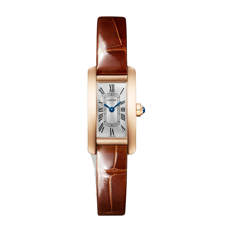 Cartier Tank Américaine Silver Rose Gold Alligator Leather 15.2mm