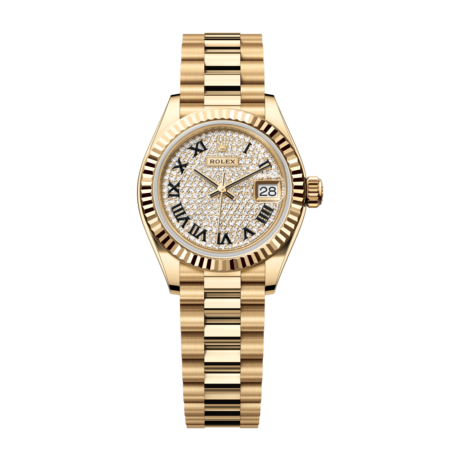 Rolex Lady-Datejust Diamond Pave Yellow Gold 28mm