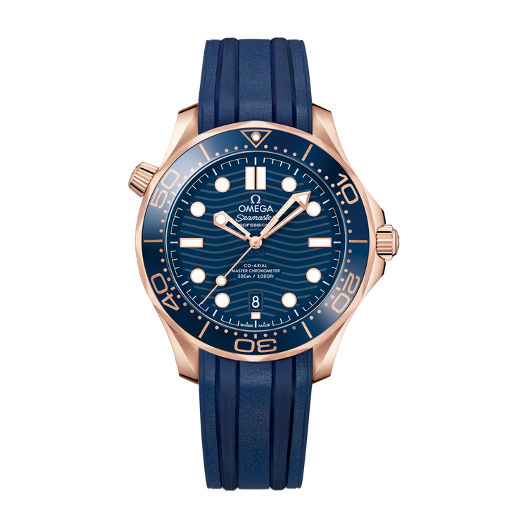 Omega Seamaster Diver 300M Blue Rose Gold Rubber 42mm