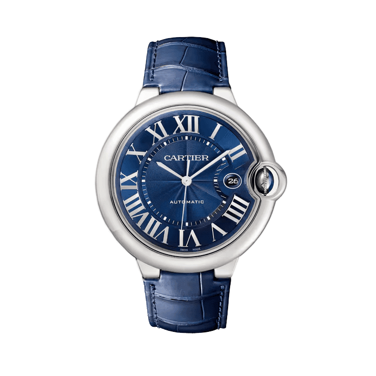 Cartier Ballon Bleu 44.1 mm Blue Steel Alligator Leather 44.1mm
