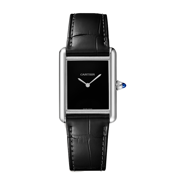 Cartier Tank Must Black Steel Alligator Leather 25.5mm