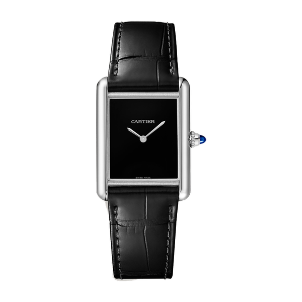 Cartier Tank Must Black Steel Alligator Leather 25.5mm