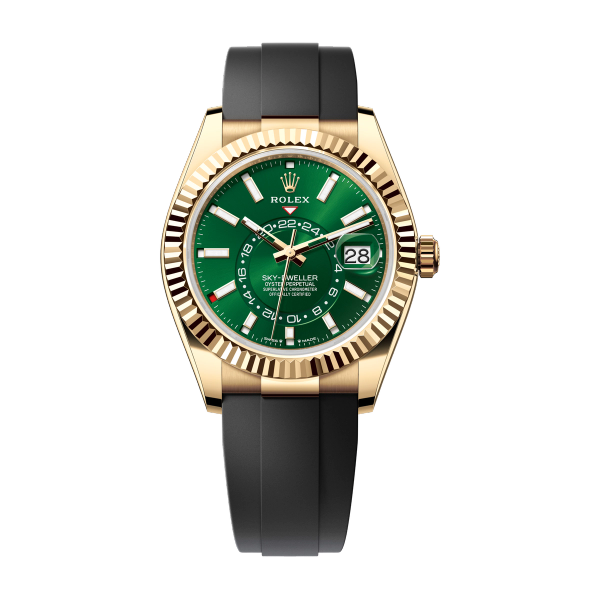 Rolex Sky-Dweller Green Yellow Gold Rubber 42mm