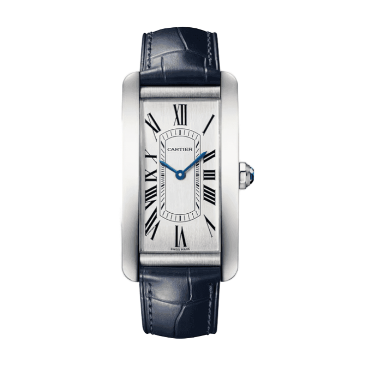 Cartier Tank Américaine Silver Steel Alligator Leather 24.4mm