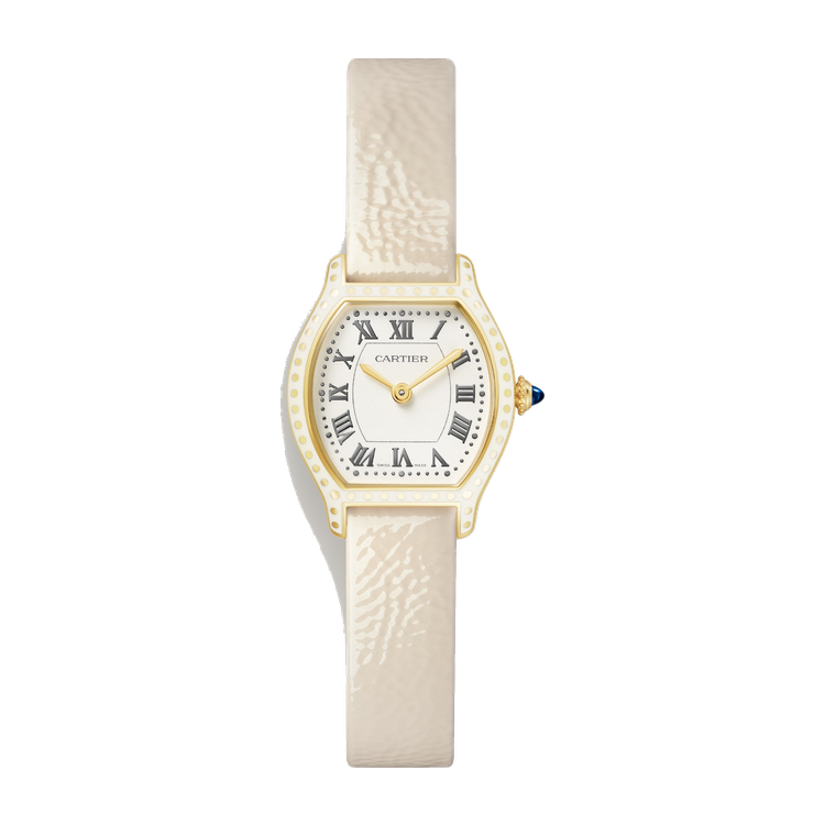 Cartier Tortue Mini Silver Yellow Gold Leather 23.7mm