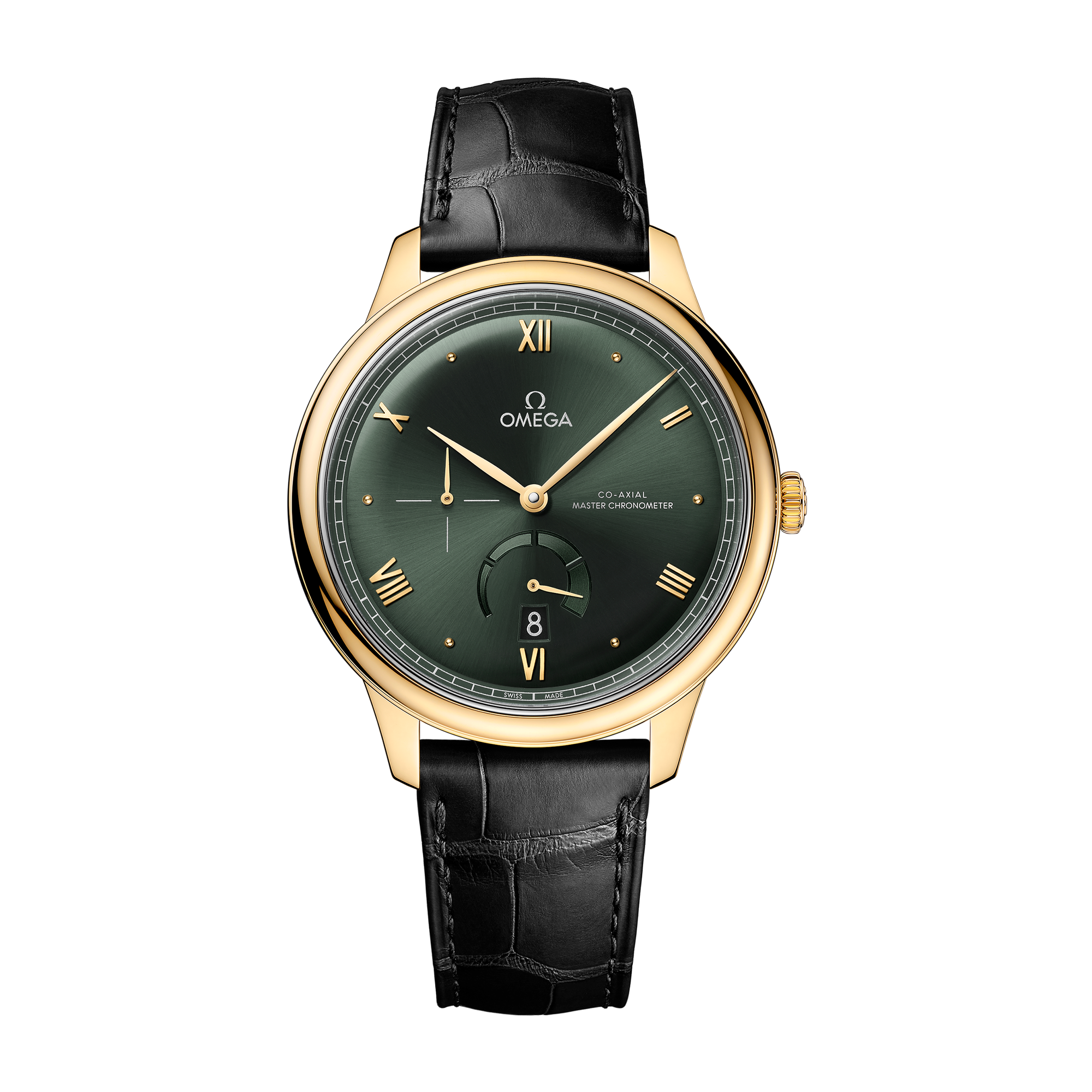 Omega De Ville Prestige Green Yellow Gold Alligator Leather 41mm