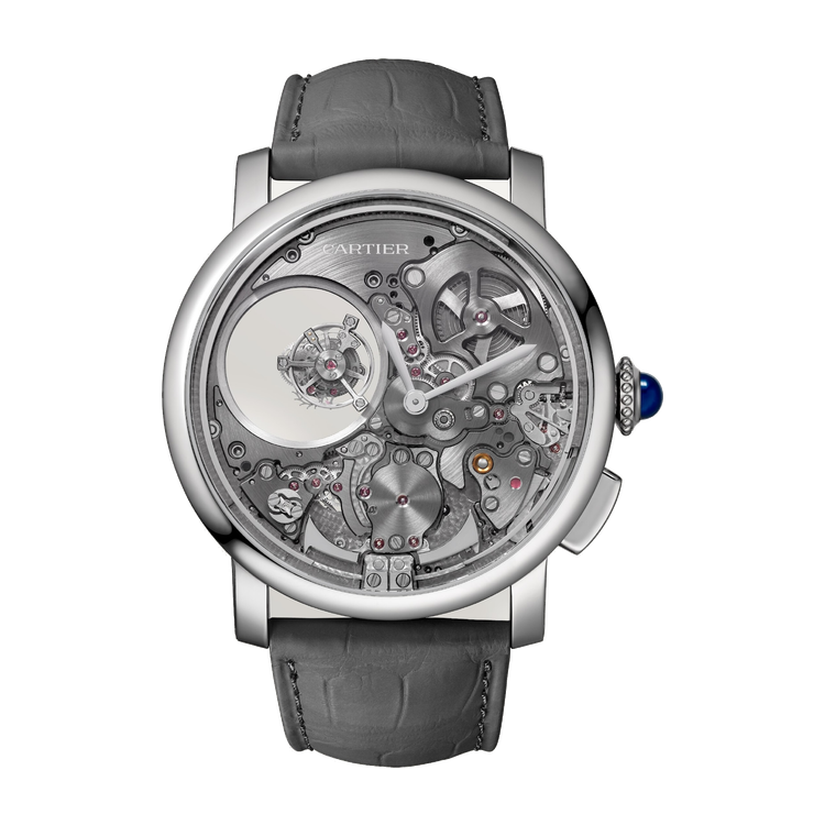 Cartier Rotonde Minute Repeater Mysterious Double Tourbillon Skeleton Titanium Alligator Leather 45mm