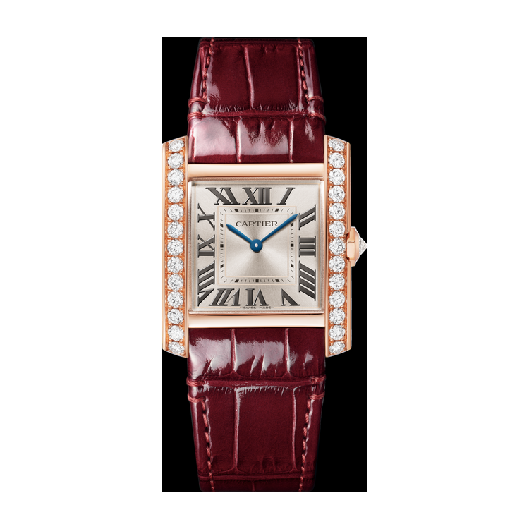 Cartier Tank Française Gold Rose Gold Alligator Leather 27mm