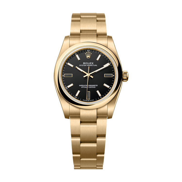 Rolex Oyster Perpetual 34 Black Yellow Gold 34mm