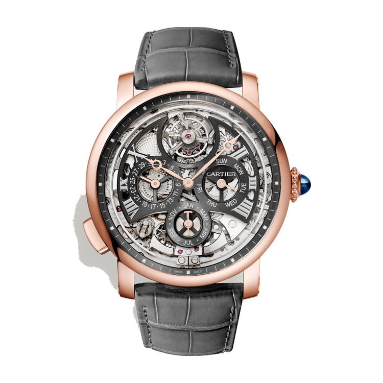 Cartier Rotonde de Cartier Dark Grey Rose Gold Alligator Leather 45mm