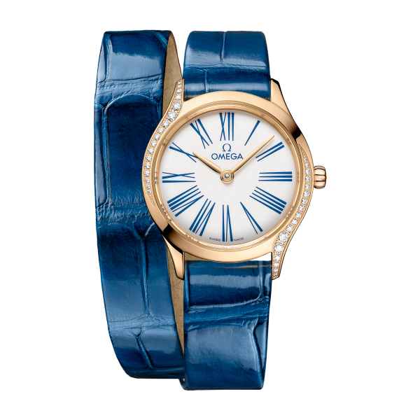 Omega De Ville Mini Trésor White Yellow Gold Alligator Leather 26mm