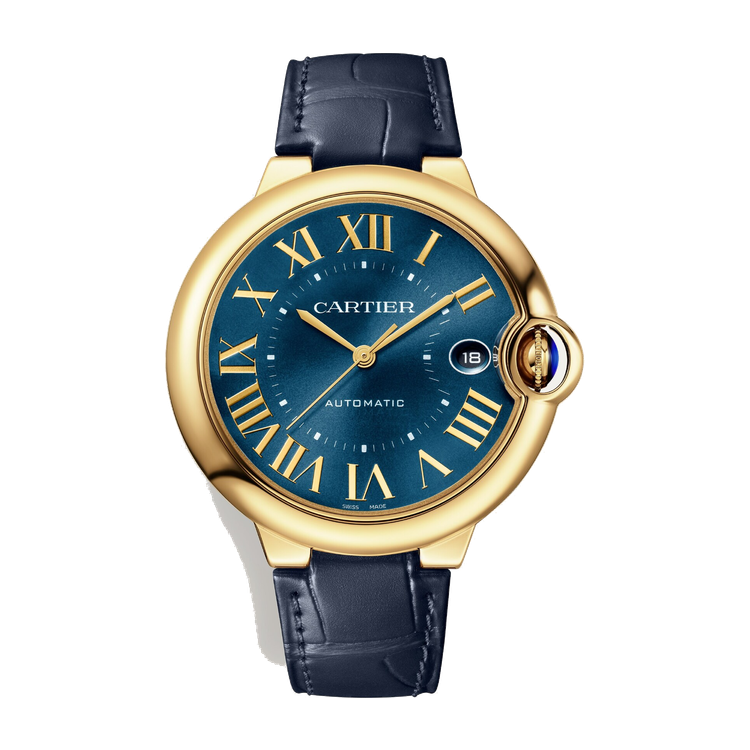 Cartier Ballon Bleu 40 mm Blue Yellow Gold Alligator Leather 40mm
