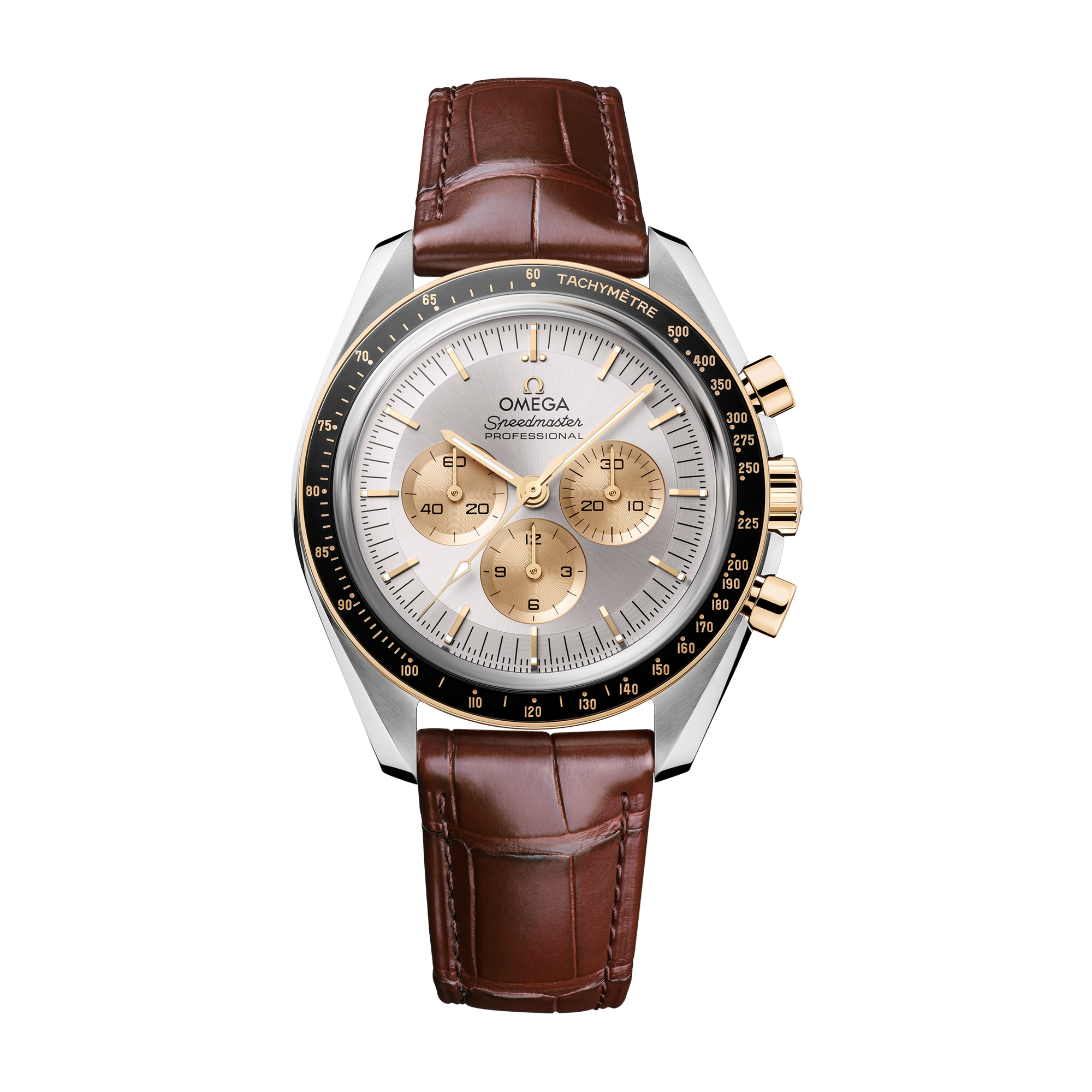 Omega Speedmaster Moonwatch Professional Silver Two-Tone Alligator Leather 42mm