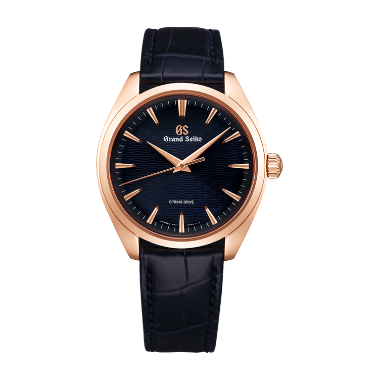 Grand Seiko Elegance Thin Dress Series Blue Rose Gold Alligator Leather 38.5mm
